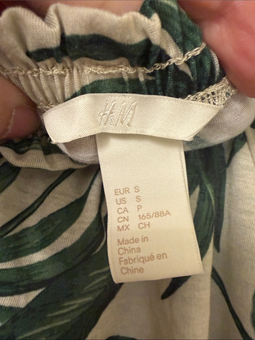 H&M Beige and Dark Green Tropical Off-Shoulder Swim Coverup - Picture 3 of 3